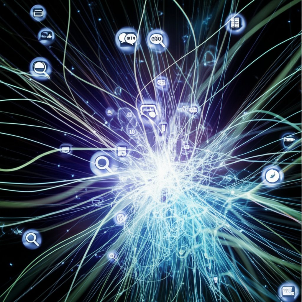 abstract representation of ais growing influence on semantic search and marketing automation