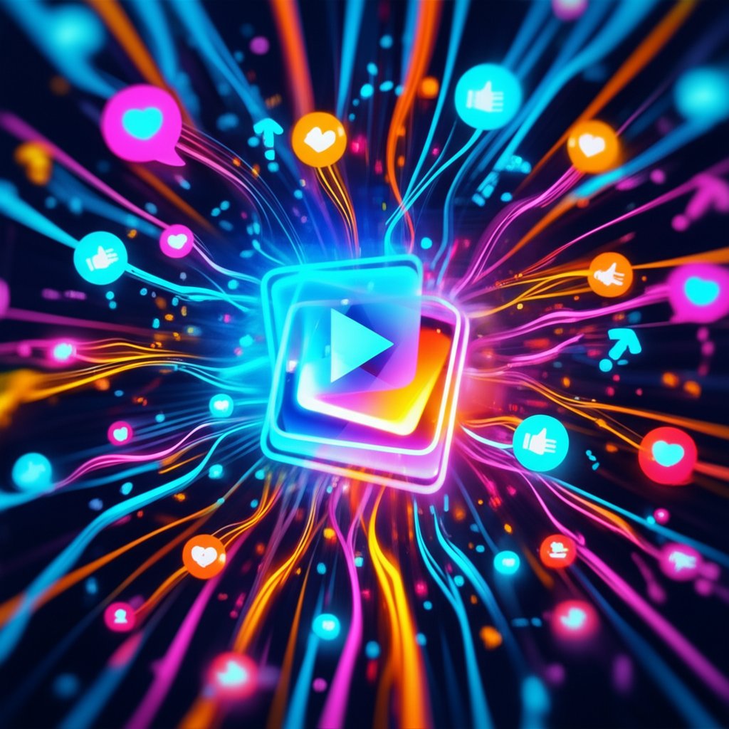 abstract representation of social media engagement with likes comments and shares