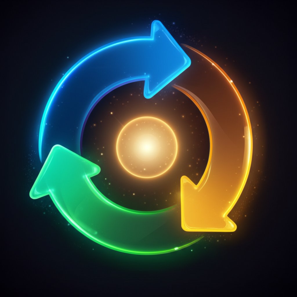 abstract visual of the marketing flywheel model showing a customer centric cycle of growth