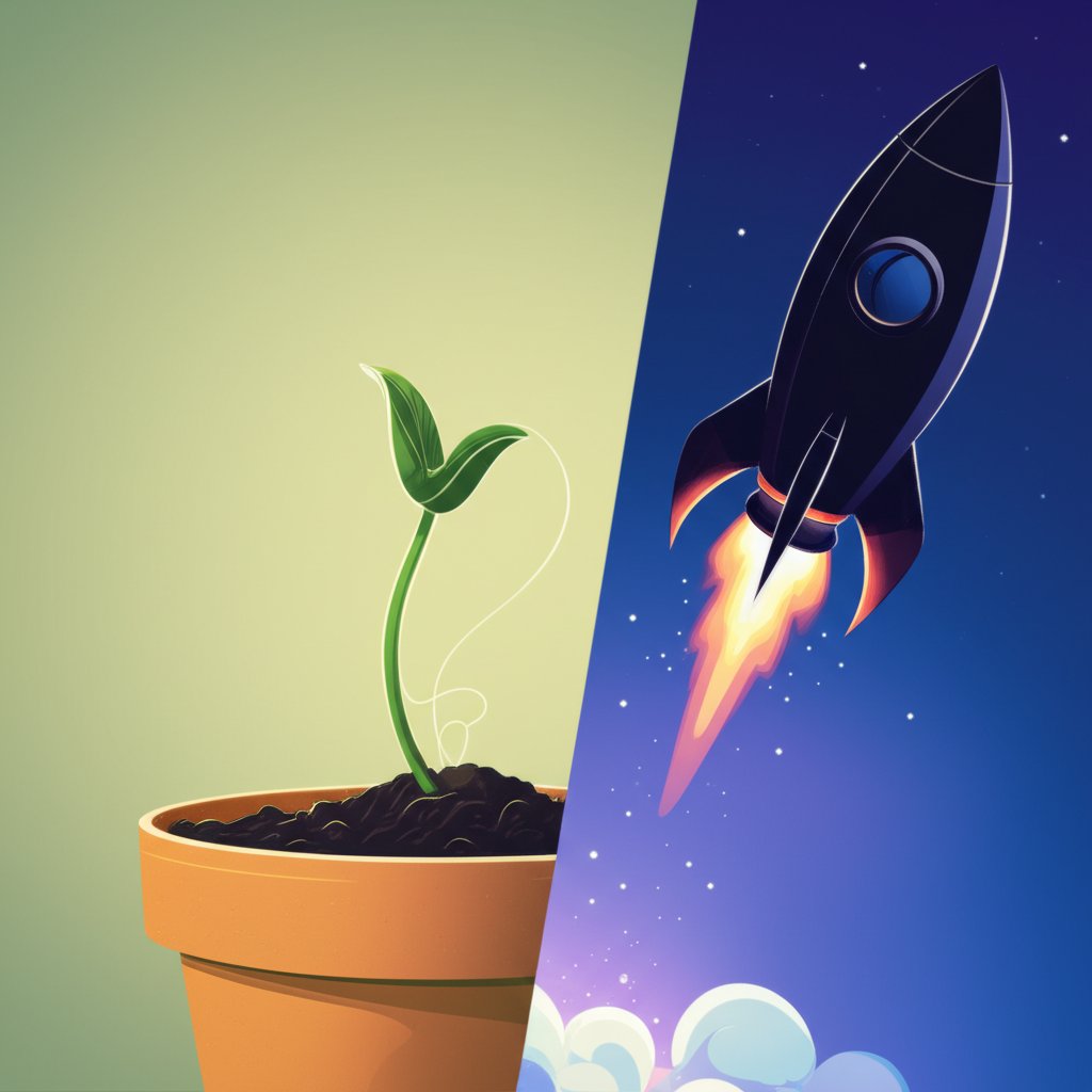 an abstract comparison of seos steady growth versus the immediate launch of a ppc campaign