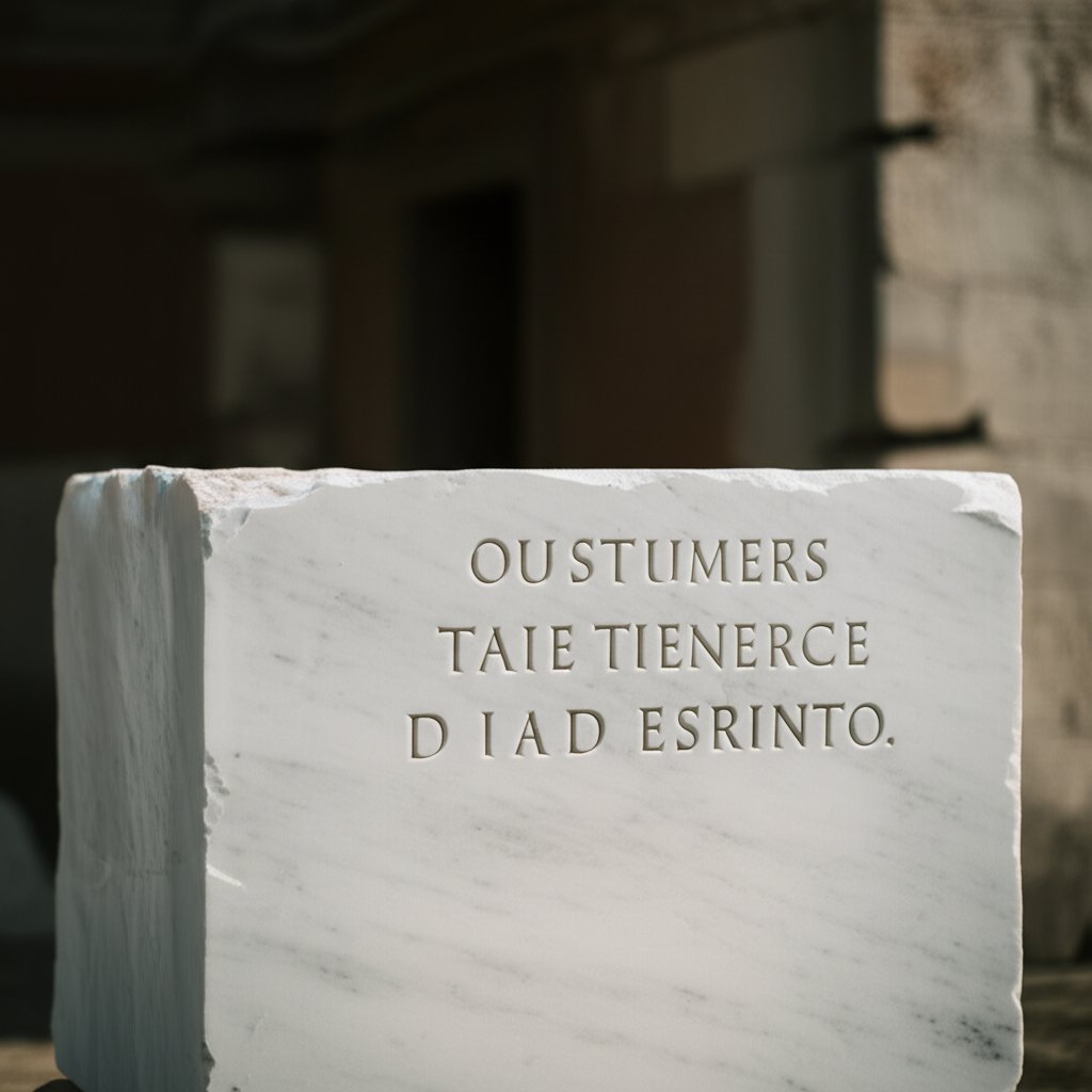 an abstract image of a powerful phrase etched in stone to symbolize a timeless tagline