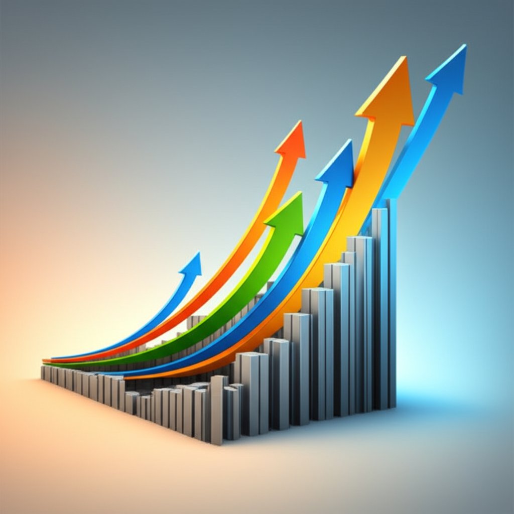 an abstract representation of business growth achieved through strategic insights