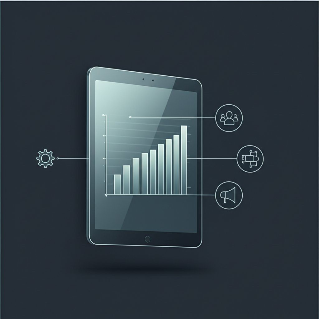an illustration of the key features to look for in a marketing platform such as analytics and automation
