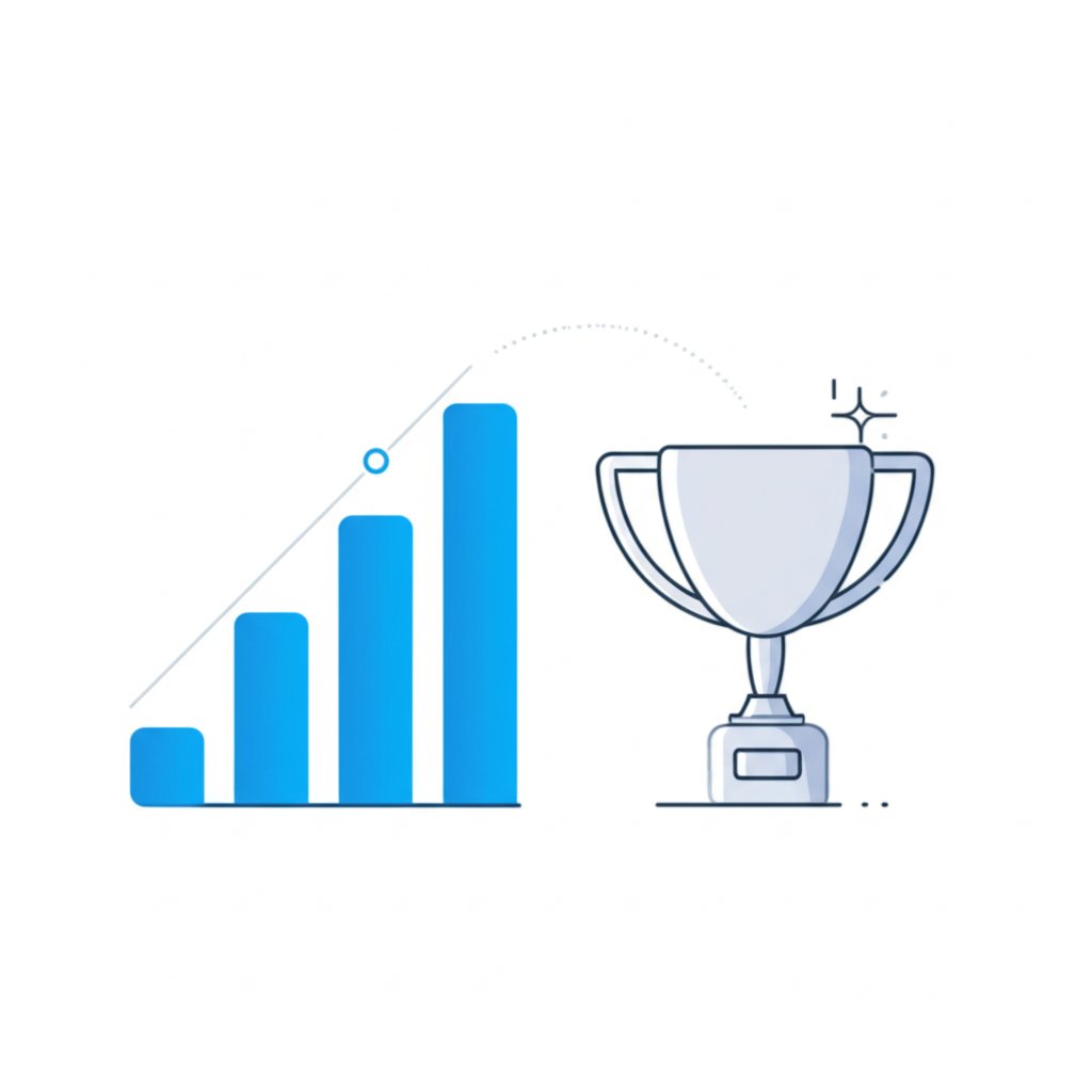 an illustration showing how measuring link popularity metrics correlates with improved search engine rankings