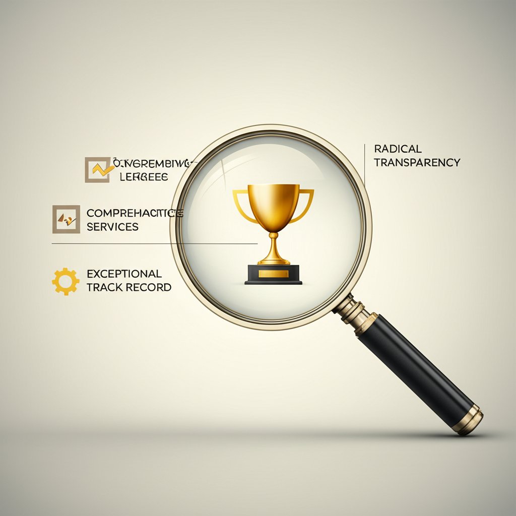 an infographic illustrating the key criteria for choosing the best sem agency