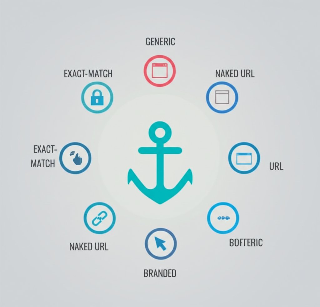 an infographic illustrating the main categories of anchor text used in seo