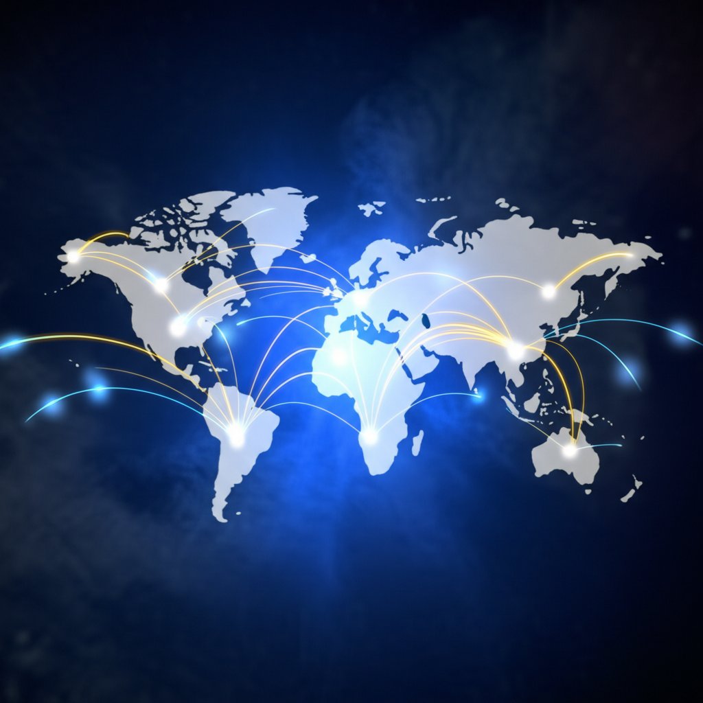 conceptual art of a content delivery network speeding up website content delivery across the globe