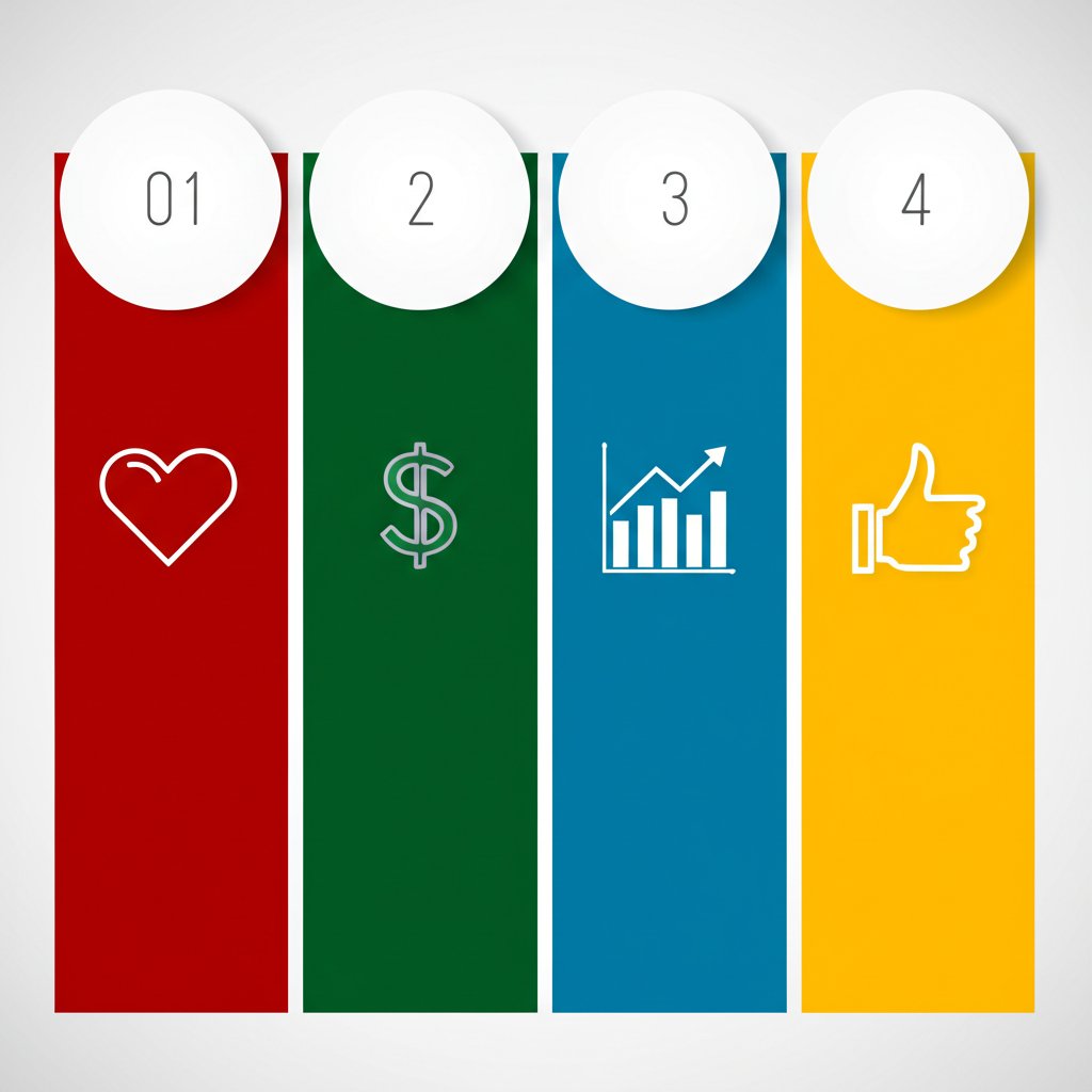 conceptual icons illustrating the different metrics for ranking brands
