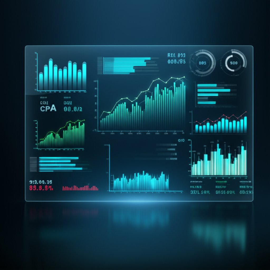 conceptual user dashboard showing marketing roi and performance analytics