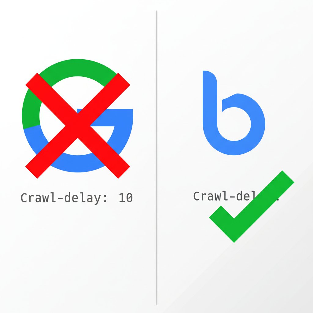 diagram comparing google and bings support for the crawl delay directive