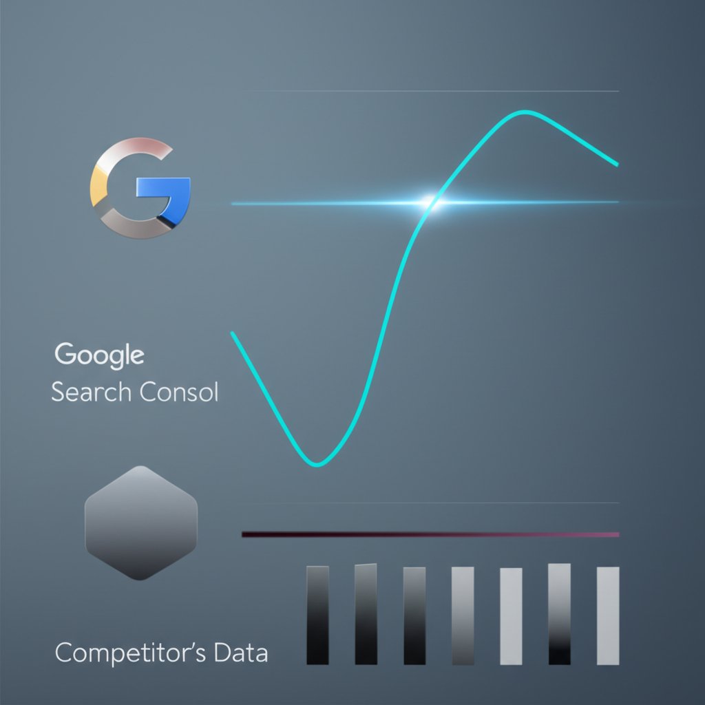 diagram comparing google search console for internal analysis and third party tools for competitive research