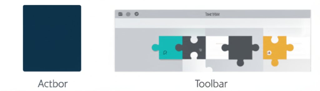 diagram comparing the rigid structure of actionbar with the flexible modular android toolbar