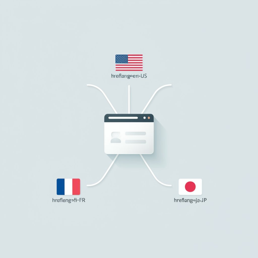 diagram illustrating how hreflang tags direct search engines to regional page versions