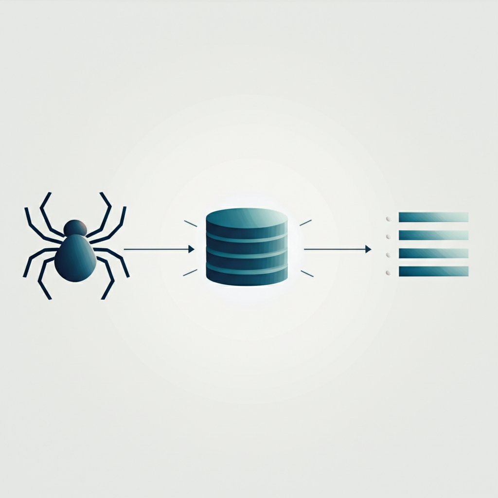 diagram illustrating the architecture of a custom search engine crawler index and algorithm