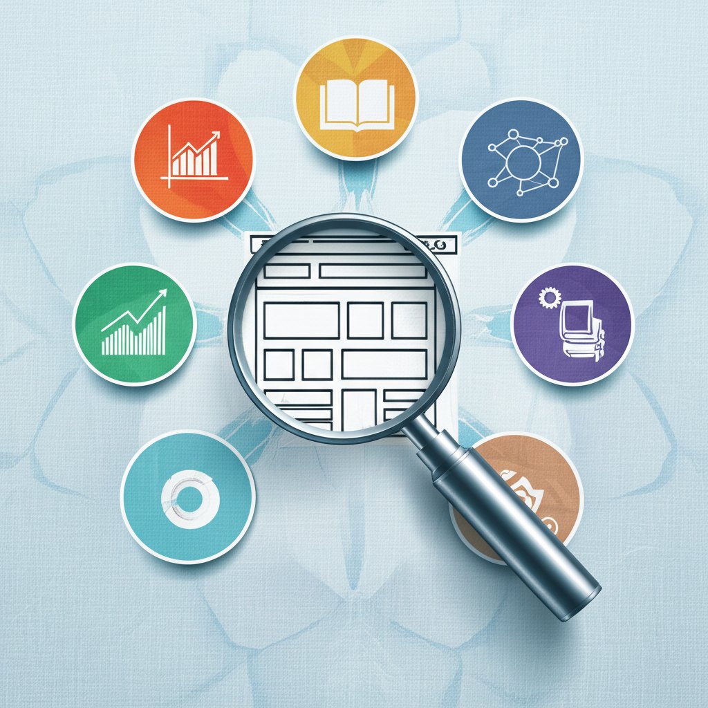 diagram illustrating the core elements of a thorough competitor website analysis