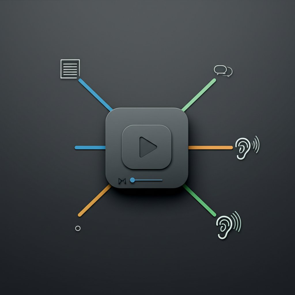 diagram illustrating the different components of video accessibility including tracks and transcripts