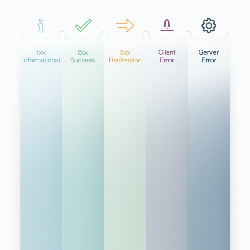 diagram illustrating the five classes of http status codes from informational to server errors