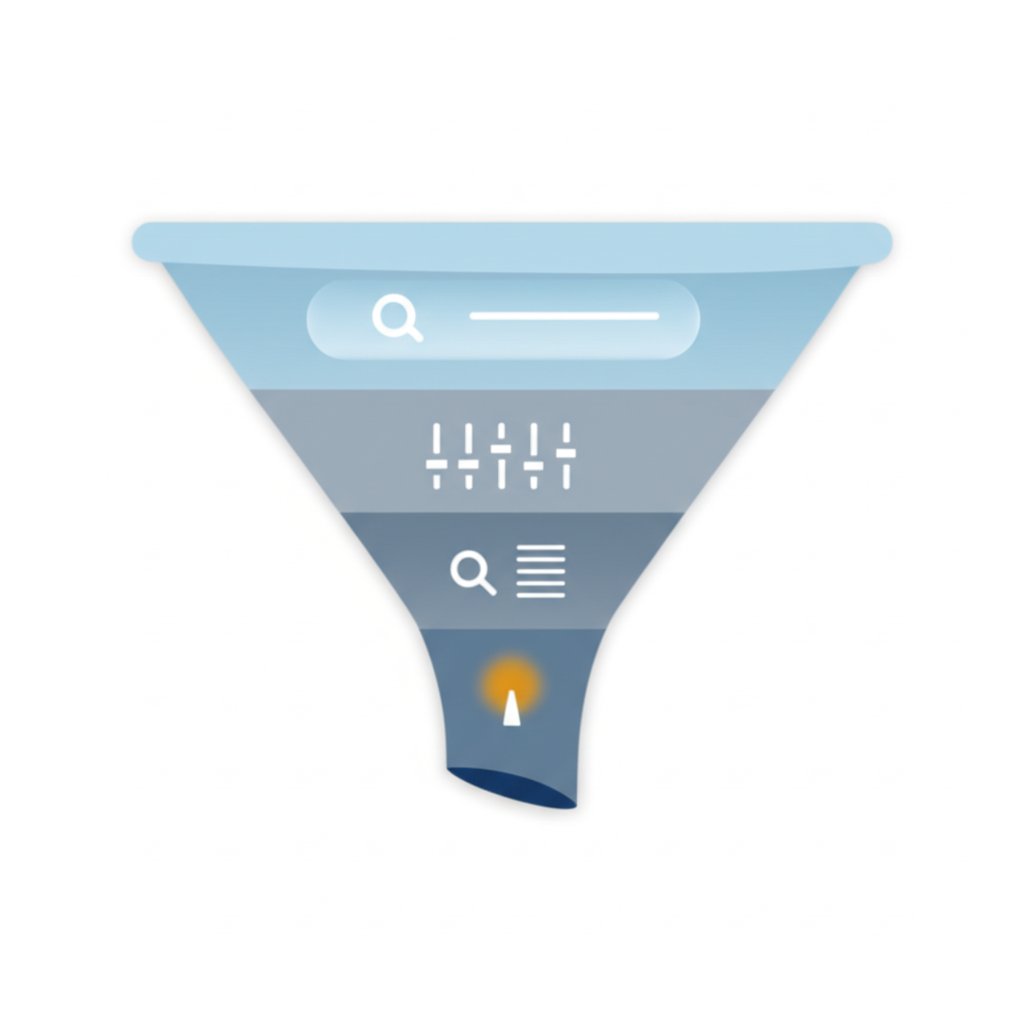 diagram illustrating the fundamental process of narrowing down youtube keyword ideas