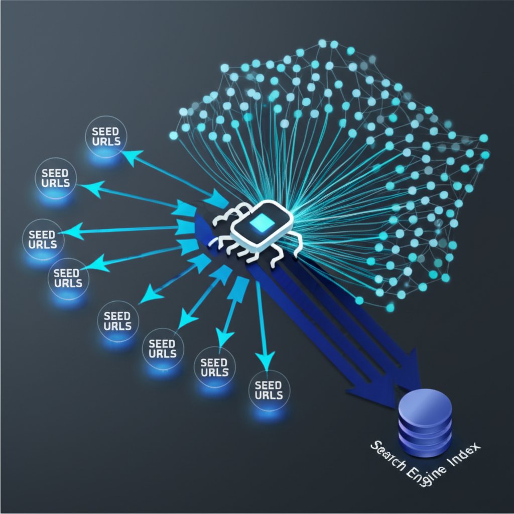 diagram illustrating the fundamental process of web crawling and indexing