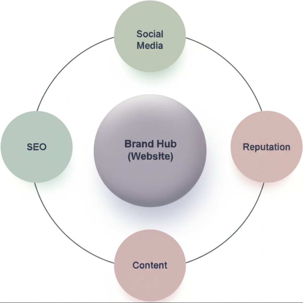 diagram illustrating the key components of a cohesive online presence