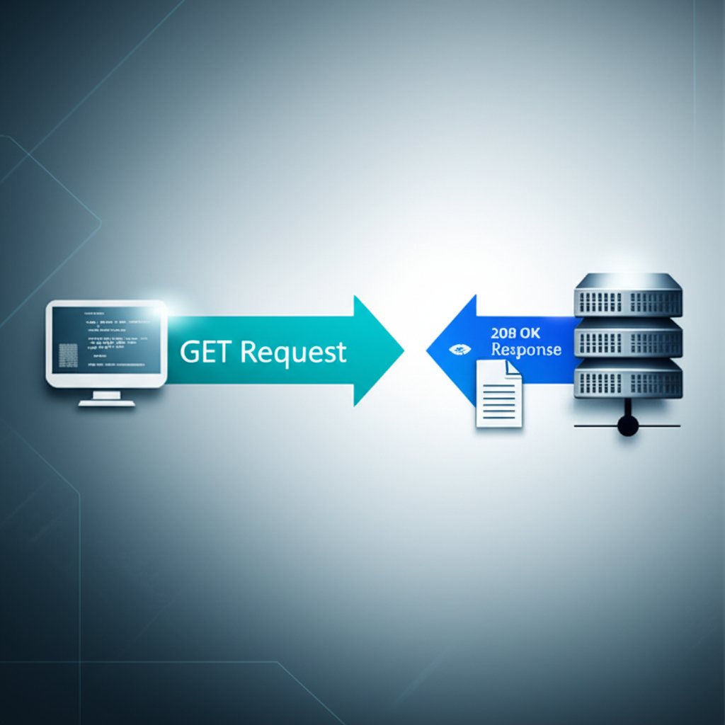 diagram illustrating the process of a successful http get request and 200 ok response