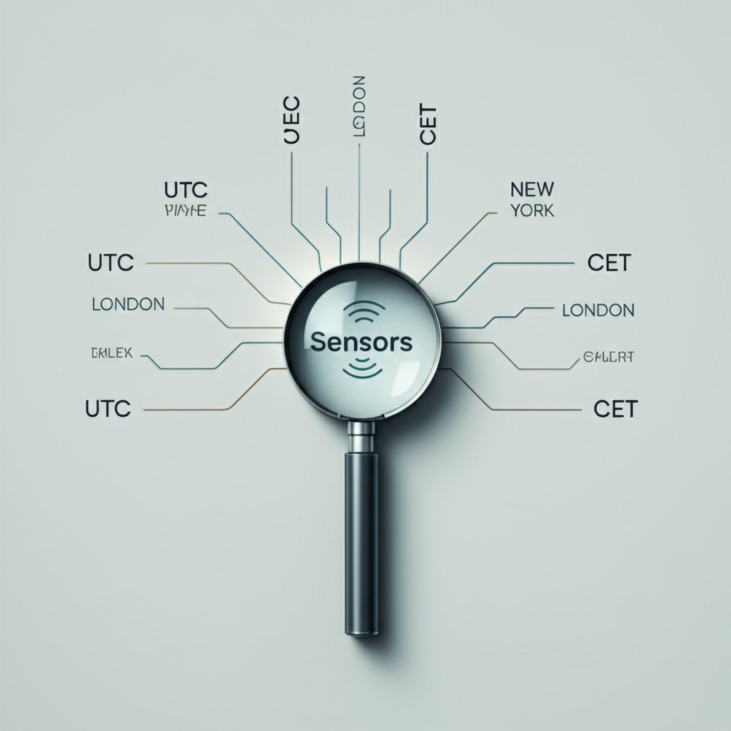 diagram illustrating the sensors tool in browser developer settings used to change timezones