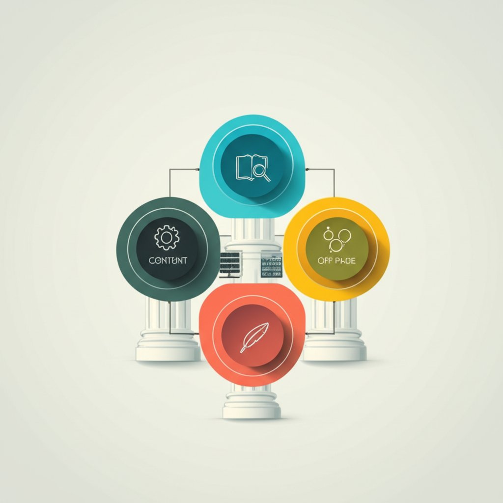 diagram of the four core pillars of a successful seo strategy