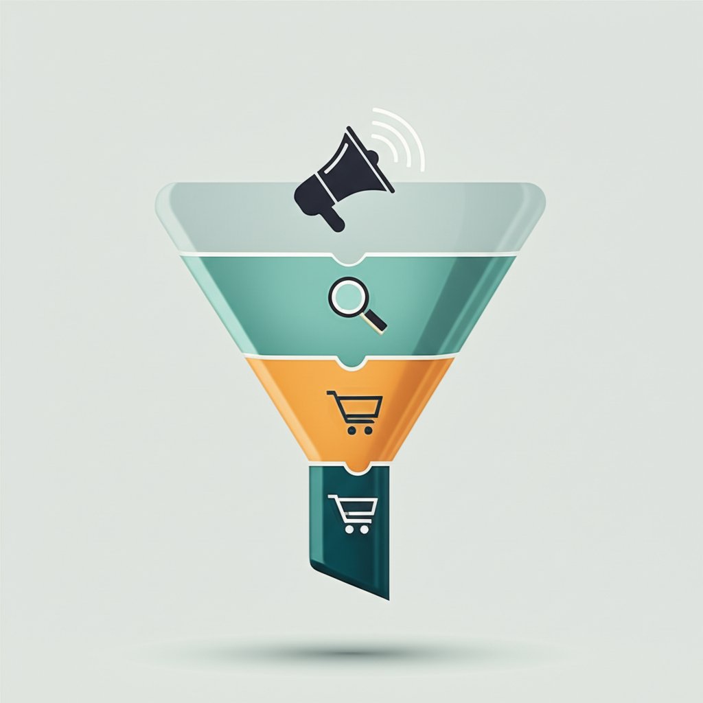 diagram of the key stages of the marketing funnel awareness consideration and conversion