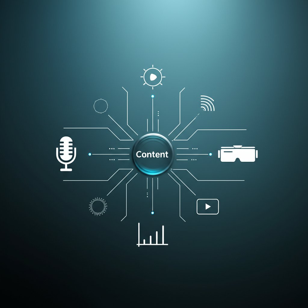 diagram showcasing different types of innovative content formats like podcasts and vr