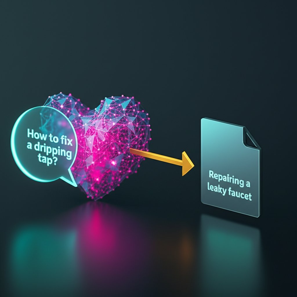 diagram showing text being converted to vectors for semantic matching