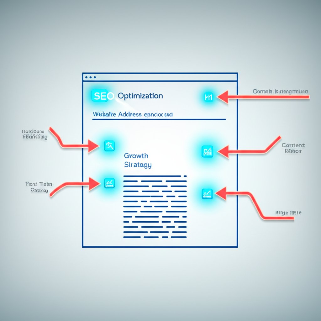 diagram showing the seven key places to insert seo keywords on a webpage for optimization