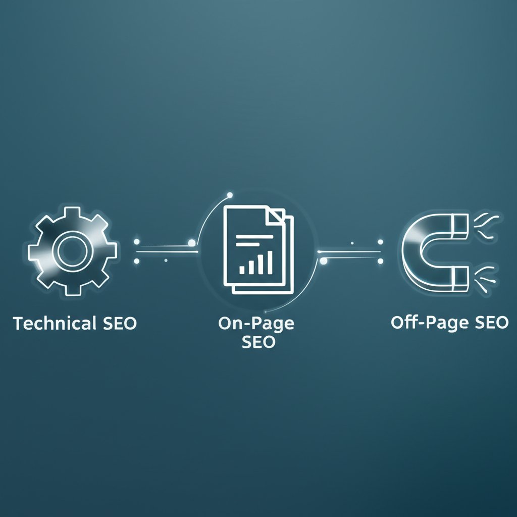 diagram showing the three main components of a website seo audit
