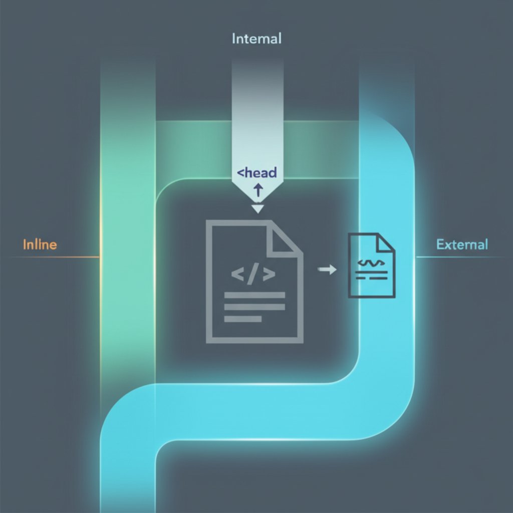 diagram showing the three methods for applying css inline internal and external