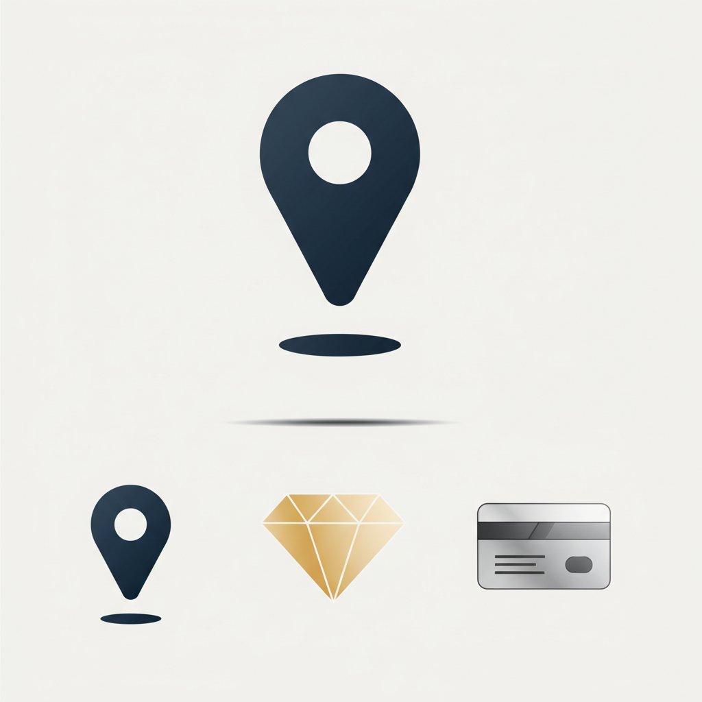 icons representing the core categories of hotel keywords location amenities and brand