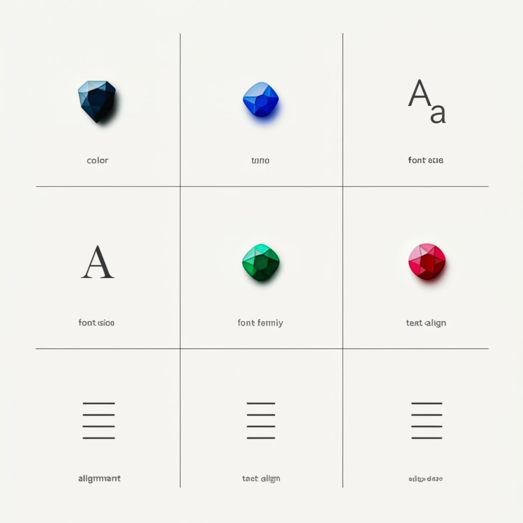 infographic of common css properties for styling h1 text elements