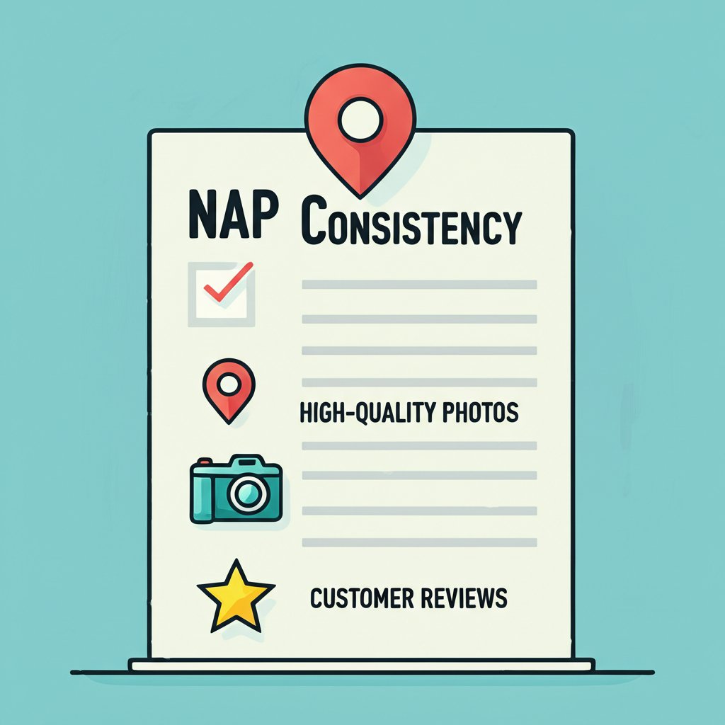 infographic showing a checklist for optimizing a business listing profile