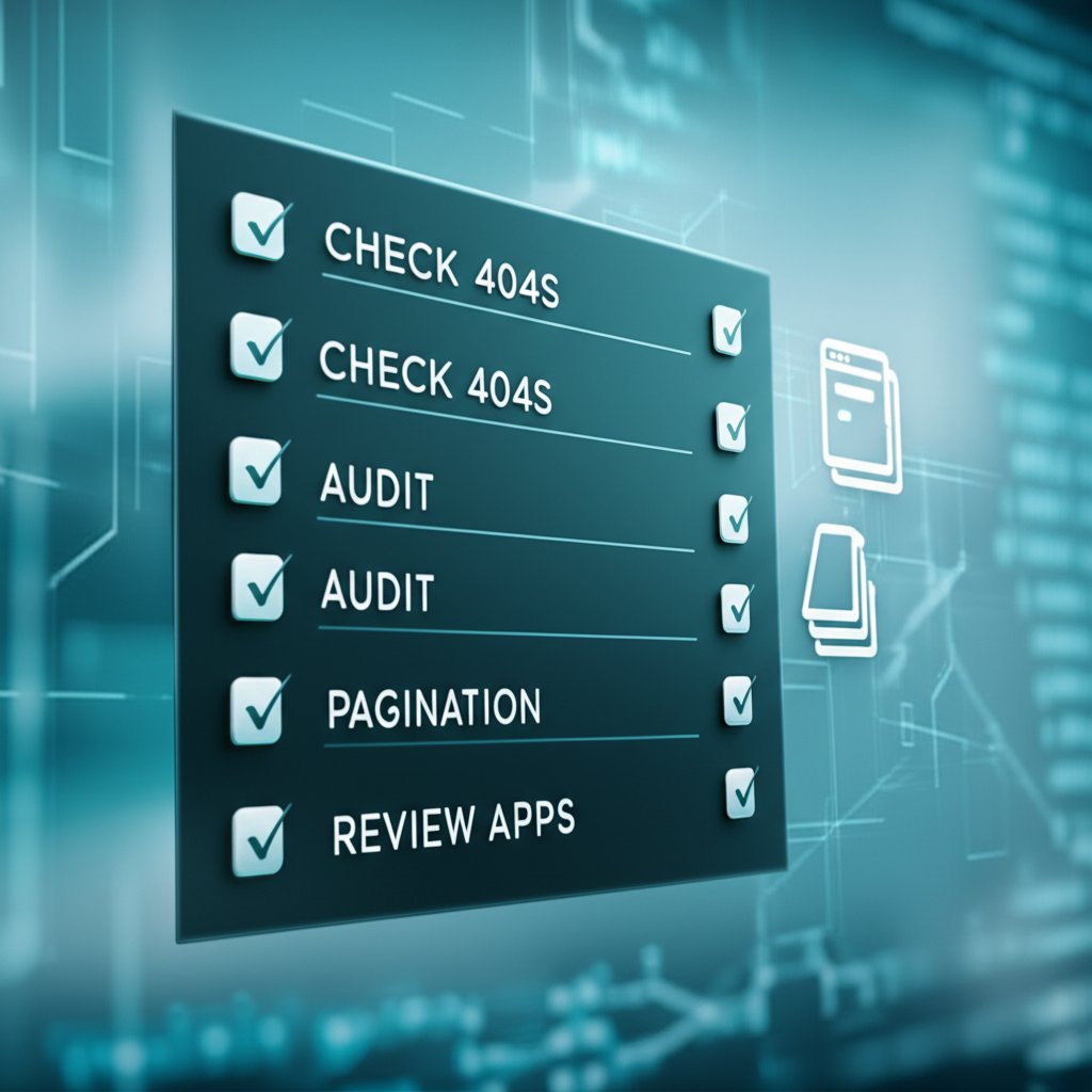 stylized checklist for troubleshooting common shopify canonical url issues and improving technical seo health