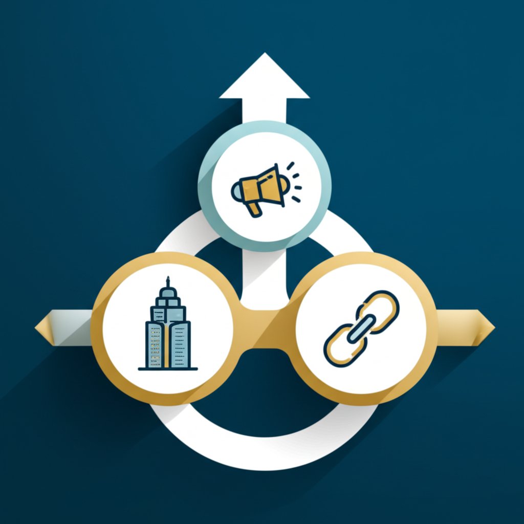 visual icons representing common high impact link building strategies