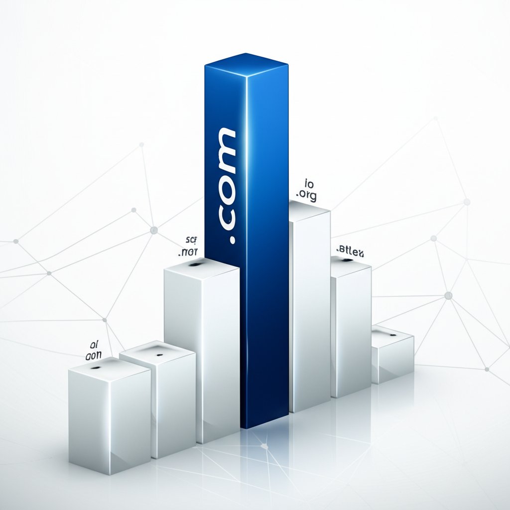 visualizing the market share of the most common domain extensions